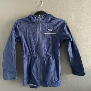 Patagonia Navy Blue Hooded Rain Jacket